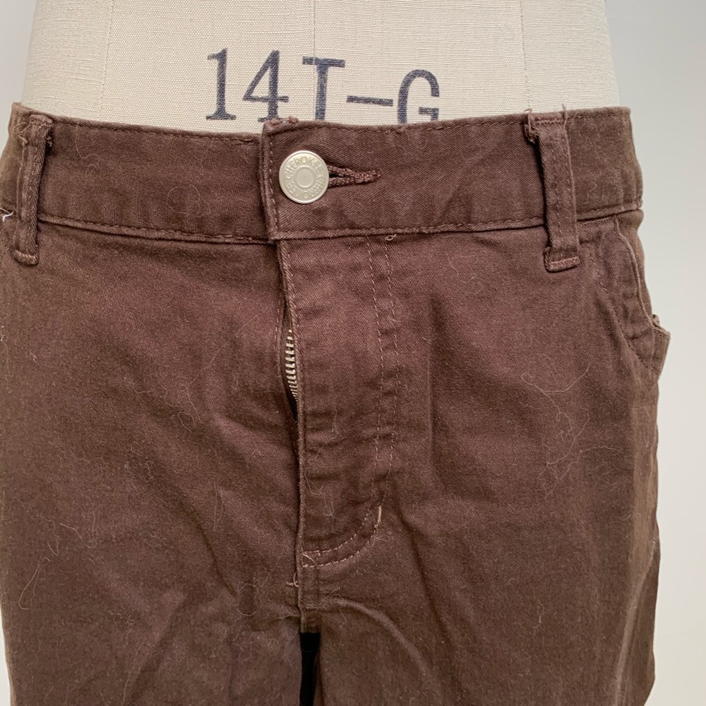 Cherokee Brown Stretch 5 Pocket Crop Capri Pants - Picture 2 of 6